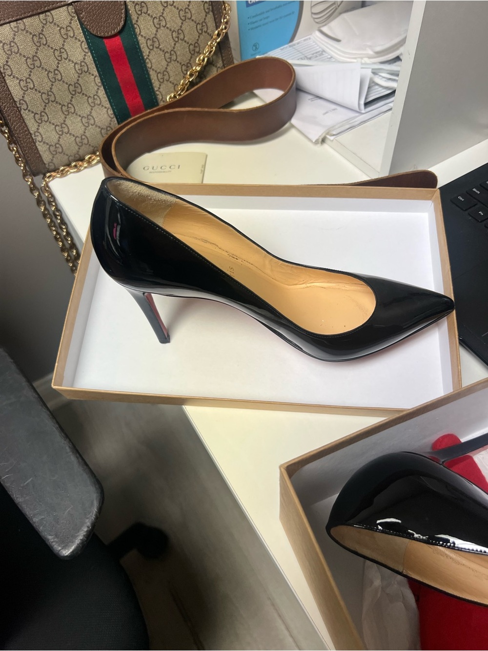 Christian Louboutin Black Patent Leather Pointed Stiletto Heel